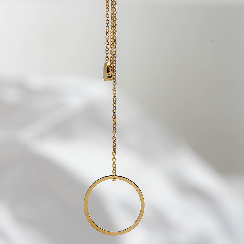 Women's 316L Stainless Mini Disc Pendant Necklace, Daily Wear